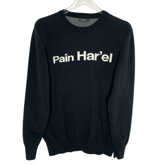 Pain Har'el L Mens Black Logo Sweater Crew Neck Long Sleeve Knit - Picture 1 of 7